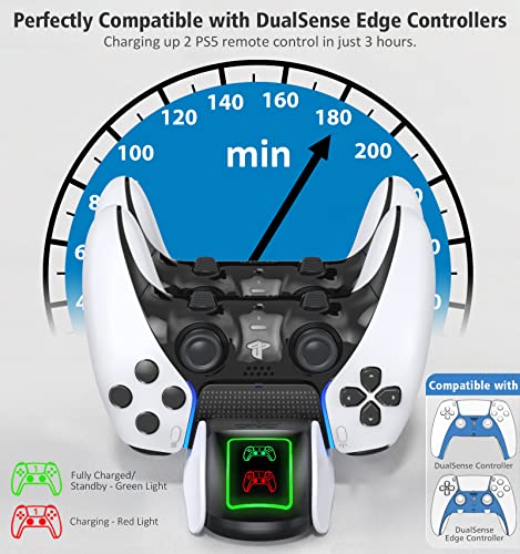 PS5 Controller Charger Compatible with PS5 DualSense Edge Controller, PS5 Charger with 4 USB-C Dongles, PS5 Accessories Charging Dock for PS 5 Controller, PS5 Controller Charging Station