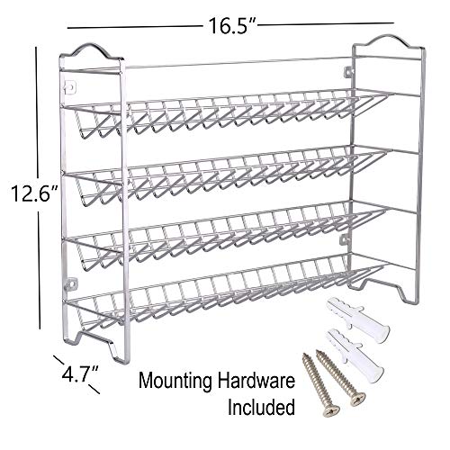 SWOMMOLY Spice Rack Organizer with 36 Empty Square Spice Jars, 396 Spice Labels with Chalk Marker and Funnel Complete Set, for Countertop, Cabinet or Wall Mount,Silver