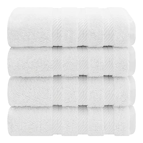 American Soft Linen Luxury Hand Towels, Hand Towel Set of 4, 100% Turkish Cotton Hand Towels for Bathroom, Hand Face Towels for Kitchen, White Hand Towel