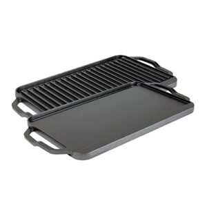 lodge cast iron chef collection rectangular reversible grill & griddle - 20 in x 10 in