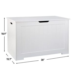 JungleA 30 Inch Toy Chest Wooden Storage Bench 150L Toy Box Blanket Chests Trunks Foot Rest Seat for Bedroom Living Room Entry White