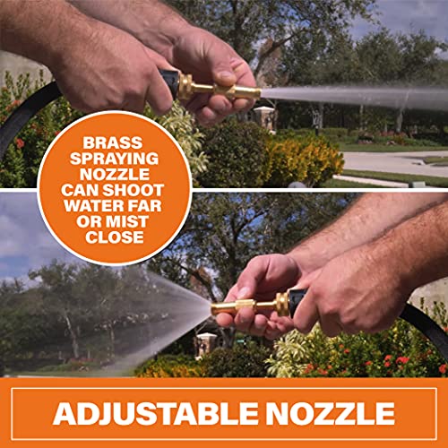 Bionic Flex PRO 50’ Garden Hose, Heavy Duty & Lightweight Weatherproof Garden Water Hose with Brass Fittings & Adjustable Brass Spraying & Shooting Nozzle, 500 PSI Tear Resistant, Kink Free Hose