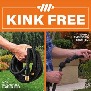 Bionic Flex PRO 50’ Garden Hose, Heavy Duty & Lightweight Weatherproof Garden Water Hose with Brass Fittings & Adjustable Brass Spraying & Shooting Nozzle, 500 PSI Tear Resistant, Kink Free Hose