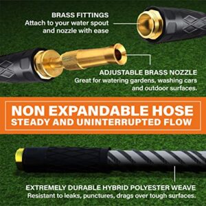 Bionic Flex PRO 50’ Garden Hose, Heavy Duty & Lightweight Weatherproof Garden Water Hose with Brass Fittings & Adjustable Brass Spraying & Shooting Nozzle, 500 PSI Tear Resistant, Kink Free Hose