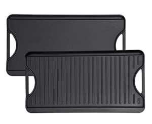 gassaf cast iron reversible griddle with handles, 20 inch x 10.5 inch big grill pan for stovetop