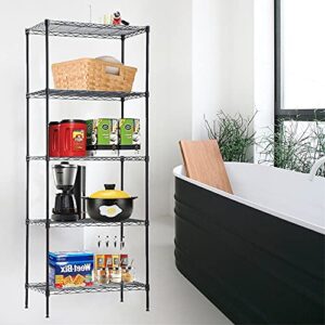 5 Tier Wire Shelving Unit 24’’x14’’x60’’ Metal Wire Shelf Multifunctional Steel Large Storage Racks Shelf Free Standing 150LBS Capacity of Each Layer for Kitchen,Living Room,Bathroom,Office