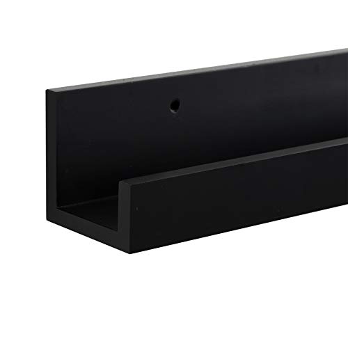 Kate and Laurel Levie Modern Mixed Size Wood Shelf Set, Set of 3, Black, Chic Contemporary Photo Ledges for Wall