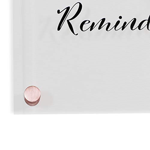 Clear, monthly Acrylic calendar for wall with Rose Gold mounting hardware. 18.5" x 23" x 0.2" wall mounted dry erase calendar.