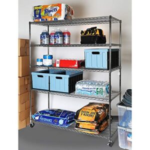 Seville Classics UltraDurable Commercial-Grade 6-Tier NSF-Certified Steel Wire Shelving with Wheels, 60" W x 24" D - Chrome