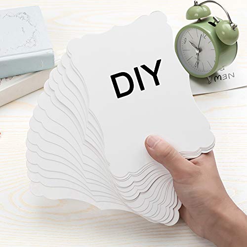 50 Pack Blank Kraft Cards Cardstock Thick Paper Brown Greeting Cards for DIY Gift Card Menus, Baby Shower and Wedding Invitations (5x7IN, White)