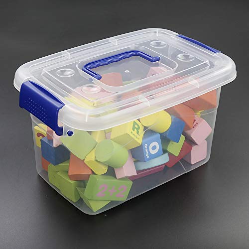 Obstnny Set of 6 Plastic Bins with Lid for Storage, 5 L Small Latching Containers for Organizing