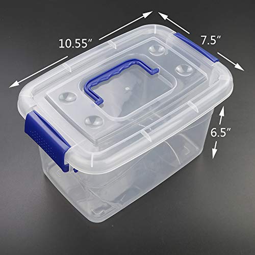 Obstnny Set of 6 Plastic Bins with Lid for Storage, 5 L Small Latching Containers for Organizing