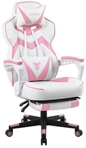 zeanus pink gaming chair, pc gaming chair for girls, reclining computer chair with footrest, ergonomic gaming computer chair with massage, gaming chair for women, high back gaming chairs for adults