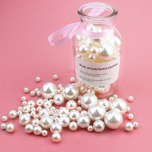 Owevvin 200 Pieces Ivory Pearl Beads No Holes Plastic Pearl for Vase Filler, Jewelry Making, Table Scatter, Crafts, Wedding Birthday Party Decoration (8mm, 12mm, 16mm, 20mm, 25mm)