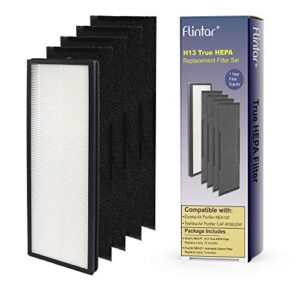 flintar h13 true hepa replacement filter, compatible with eureka nea120 and toshiba smart wifi air purifier, h13 grade true hepa (nea-f1) and 4 activated carbon filters (nea-c1) (set of 1)