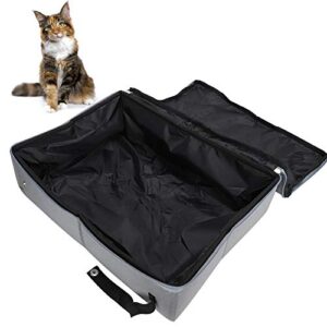 Waterproof Folding Cat Litter Box Portable Home Outdoor Camping Toilet with Cover Easy Clean Soft Pet Accessories Cat Travel Litter Box (L -Gray)