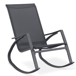 sigtua rocking chair outdoor casual, patio rocker chair textilene, 350 lbs capacity, retro minimalist, uv-resistant and waterproof
