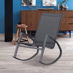 Sigtua Rocking Chair Outdoor Casual, Patio Rocker Chair Textilene, 350 lbs Capacity, Retro Minimalist, UV-Resistant and Waterproof