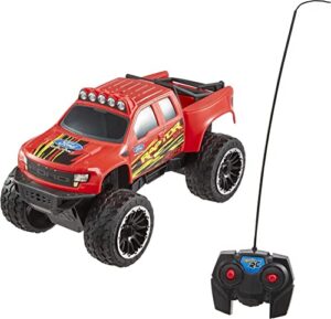 hot wheels rc red ford f-150, full-function remote-control toy truck, large wheels & high-performance engine, 2.4 ghz with range of 65ft