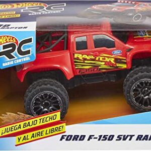 Hot Wheels RC Red Ford F-150, Full-Function Remote-Control Toy Truck, Large Wheels & High-Performance Engine, 2.4 Ghz with Range of 65Ft