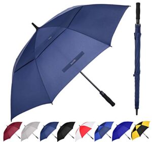 baraida golf umbrella large 62/68/72 inch, extra large oversize double canopy vented windproof waterproof umbrella, automatic open golf umbrella for men and women and family.(62 inch,navy blue)