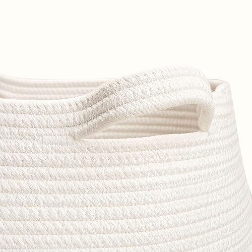 AivaToba Cotton Rope Basket, 22” x 14” Blanket Basket for Living Room, Woven Baby Laundry Baskets with Handles, Toys Basket, Large Baskets for Storage, XXXLarge Cotton Rope Basket for Organizing