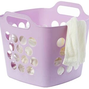 Flexible Plastic Carry Laundry Basket Holder Square Storage Hamper with Side Handles (Purple)
