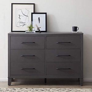 edenbrook bedroom-six drawer-modern design-easy assembly, grey dresser, 15x19x24 inches