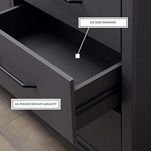 Edenbrook Bedroom-Six Drawer-Modern Design-Easy Assembly, Grey Dresser, 15x19x24 inches