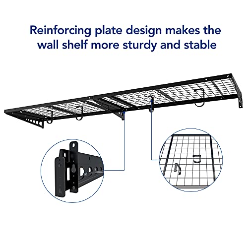 FLEXIMOUNTS 2-PACK 2x4ft Garage Shelving with Hooks 24-inch-by-48-inch Bike Storage Rack, Black