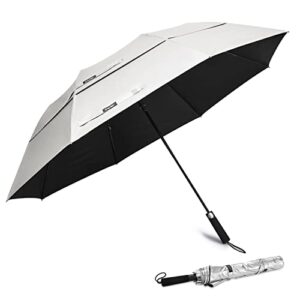 g4free 62 inch portable uv protection large golf umbrella automatic open double canopy big sun umbrella windproof oversize sports umbrellas(silver/black)