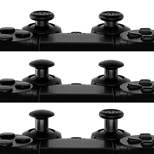 eXtremeRate ThumbsGear Interchangeable Ergonomic Thumbstick for PS5 Controller, for PS4 All Model Controller - 3 Height Domed and Concave Grips Adjustable Joystick - Black