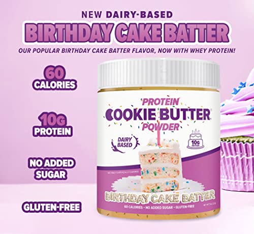 Flexible Dieting Lifestyle Whey Protein Cookie Butter Powder - Birthday Cake Batter | Keto-Friendly, Low Carb, No Added Sugars, Gluten-Free | Easy to Mix, Bake and Spread | 7.9oz