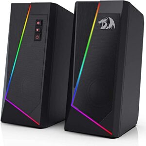 Redragon GS520 RGB Desktop Speakers, 2.0 Channel PC Computer Stereo Speaker with 6 Colorful LED Modes, Enhanced Sound and Easy-Access Volume Control, USB Powered w/ 3.5mm Cable