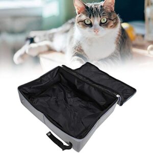 Portable Folding Cat Litter Box, Waterproof Cat Litter Box Cat Toilet with Cover Portable Cat Toilet Folding Cat Toilet, for Cats Pet Outdoor Camping(Gray, L)