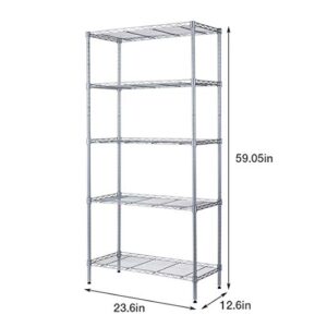 Isyunen 5 Tier Shelving Unit Adjustable Wire Shelves Organizer Shelf Rack Heavy Duty Storage Unit Black/Silver/White… (Silver, 5 Tier)