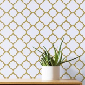 feisoon 17.7" ｘ118 white and gold trellis wallpaper peel and stick trellis contact paper removable wallpaper self adhesive wallpaper modern trellis wallpaper for wall furniture decor vinyl roll