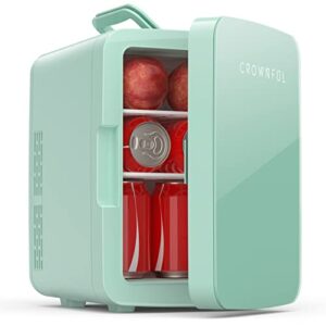 crownful multifunctional mini fridge, 10 liter/12 can portable cooler and warmer personal fridge for skin care, food, medications, plugs for home outlet & 12v car charger included, etl listed