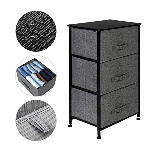 Corodo 3 Drawers Dresser Fabric Furniture Storage Tower Unit for Bedroom, Hallway, Entryway, Hallway Closet Organizers - Sturdy Steel Frame, Wood Top, Easy Pull Handle Bins