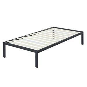 Olee Sleep 14 Inch Modern Metal Platform Bed Frame / Mattress Foundation / Wood Slat Support / No Box Spring Needed, Twin, Black
