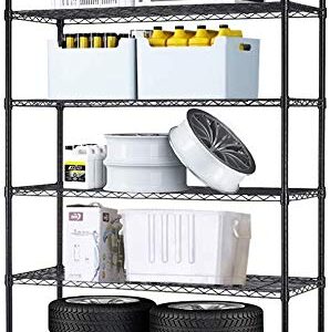 NSF 6 Tier Wire Shelving Unit Wire Shelves, Heavy Duty Height Adjustable Storage Wire Shelf Shelving Rack with Feet Leveler Garage Rack Kitchen Rack Office Rack Commercial Shelving Black 42x16x72