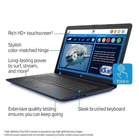 HP 17.3" HD+ SVA BrightView WLED-Backlit Touchscreen Laptop, Intel Quad-Core i5-8265U up to 3.9GHz, 8GB DDR4, 256GB NVMe SSD, Optical Drive, Bluetooth, Wi-Fi, HD Audio, HD Webcam, Lumiere Blue