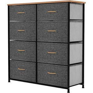 yitahome storage tower unit with 8 drawers - fabric dresser with large capacity, organizer unit for bedroom, living room & closets - sturdy steel frame, wooden top & easy pull fabric bins (graphite)