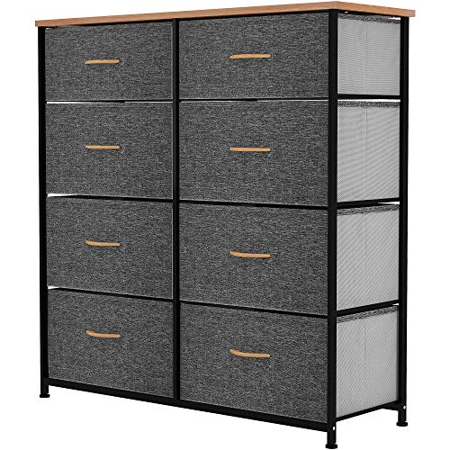 YITAHOME Storage Tower Unit with 8 Drawers - Fabric Dresser with Large Capacity, Organizer Unit for Bedroom, Living Room & Closets - Sturdy Steel Frame, Wooden Top & Easy Pull Fabric Bins (Graphite)