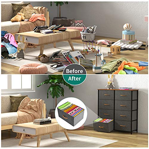 YITAHOME Storage Tower Unit with 8 Drawers - Fabric Dresser with Large Capacity, Organizer Unit for Bedroom, Living Room & Closets - Sturdy Steel Frame, Wooden Top & Easy Pull Fabric Bins (Graphite)