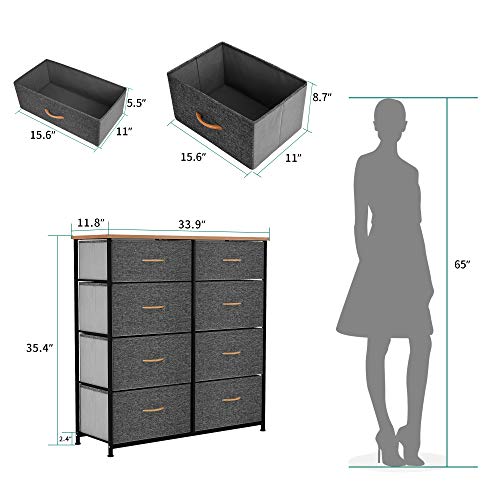 YITAHOME Storage Tower Unit with 8 Drawers - Fabric Dresser with Large Capacity, Organizer Unit for Bedroom, Living Room & Closets - Sturdy Steel Frame, Wooden Top & Easy Pull Fabric Bins (Graphite)