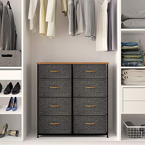 YITAHOME Storage Tower Unit with 8 Drawers - Fabric Dresser with Large Capacity, Organizer Unit for Bedroom, Living Room & Closets - Sturdy Steel Frame, Wooden Top & Easy Pull Fabric Bins (Graphite)