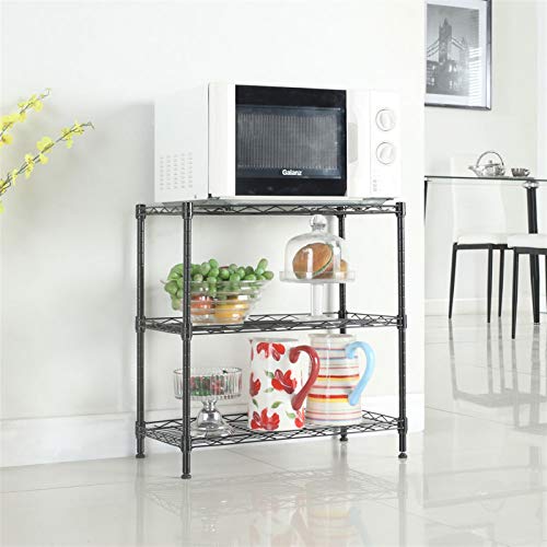 Guangshuohui Storage Shelving Unit,Heavy Duty 3 Layers Carbon Steel & PP Storage Rack Steel Organizer Wire Rack (Black)