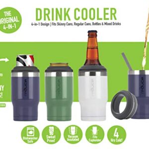 Reduce Can Cooler - 4-in-1 Stainless Steel Can Holder and Beer Bottle Holder, 4 Hours Cold - 14 oz Multi-Use Drink Cup that Holds Slim Cans, Regular Cans, Bottles and Cocktails - Pink Cotton, Gloss