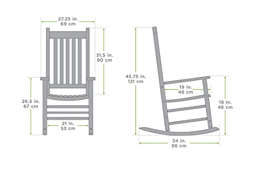 Woodlawn&Home Mission Style Rocking Chair, Natural Hardwood 100040,